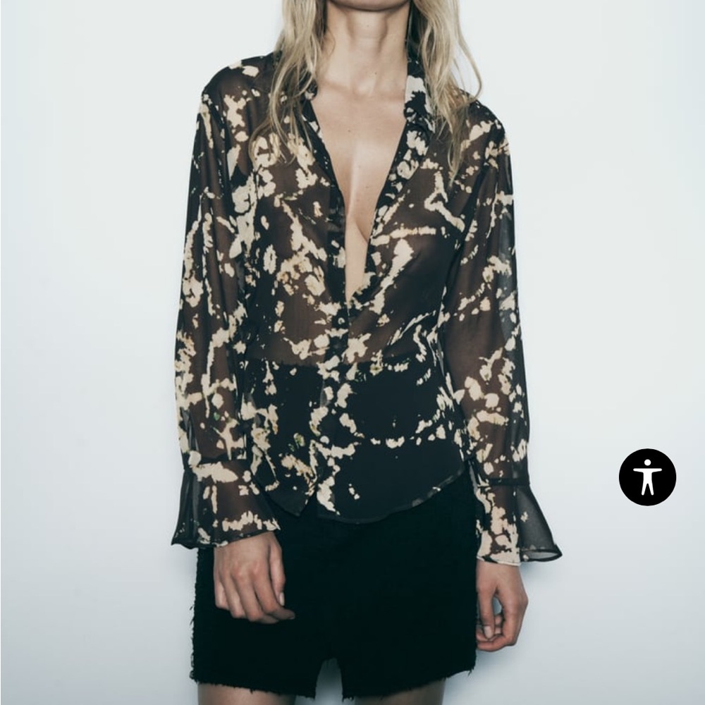 ZARA SEMI SHEER blouse NWT